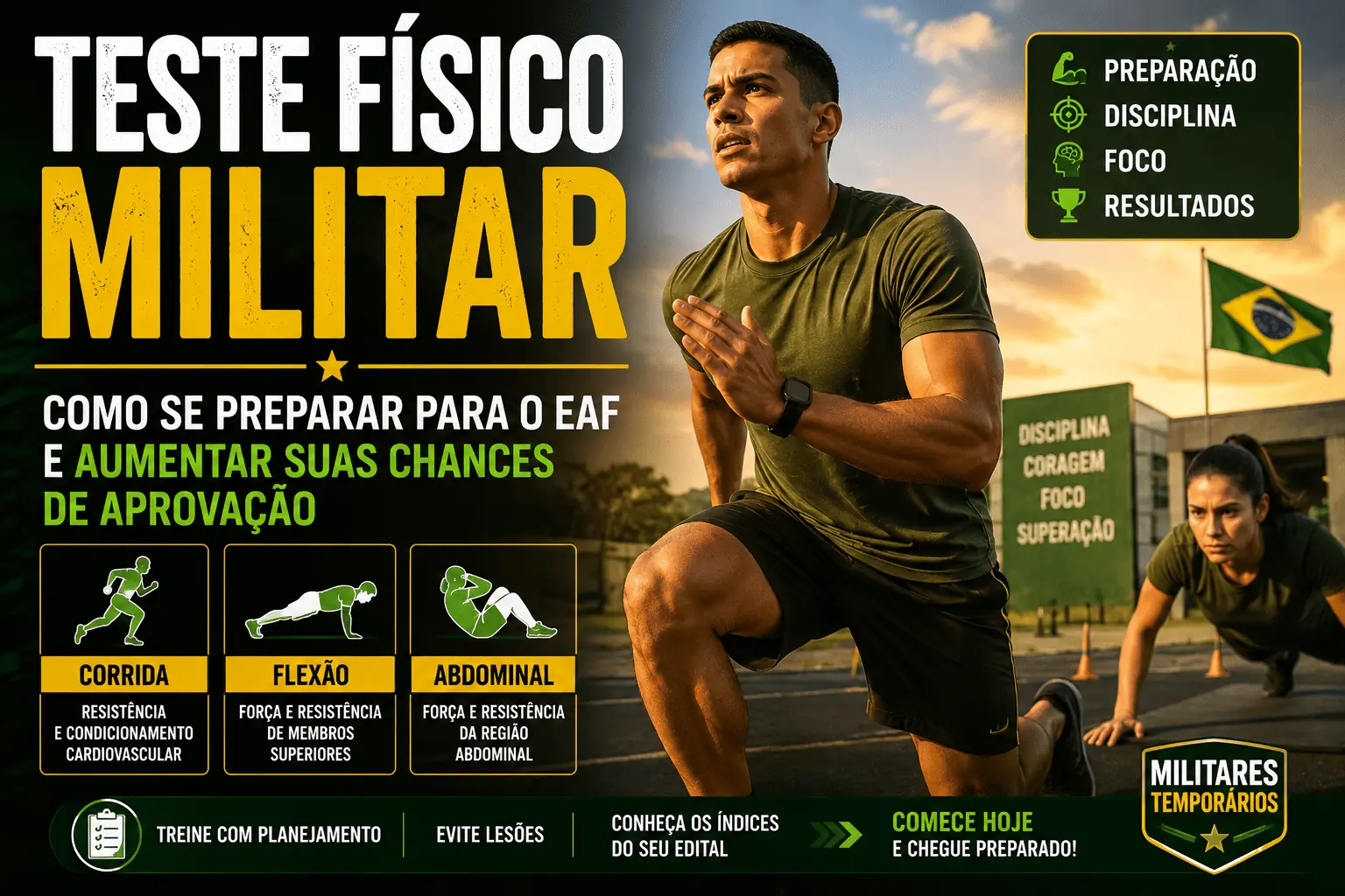 Como se preparar para o teste físico militar e o EAF com corrida, flexão e abdominal