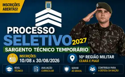 Processo seletivo de Militares Sargento Temporário da 10ª RM