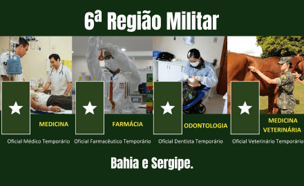 Processo seletivo de Militares Temporários da 6ª RM - Médicos, Farmacêuticos, Dentistas e Veterinário