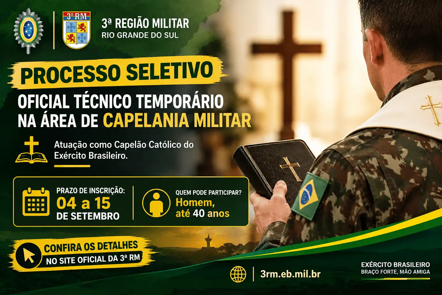 Capelão Militar para 3ª Região Militar