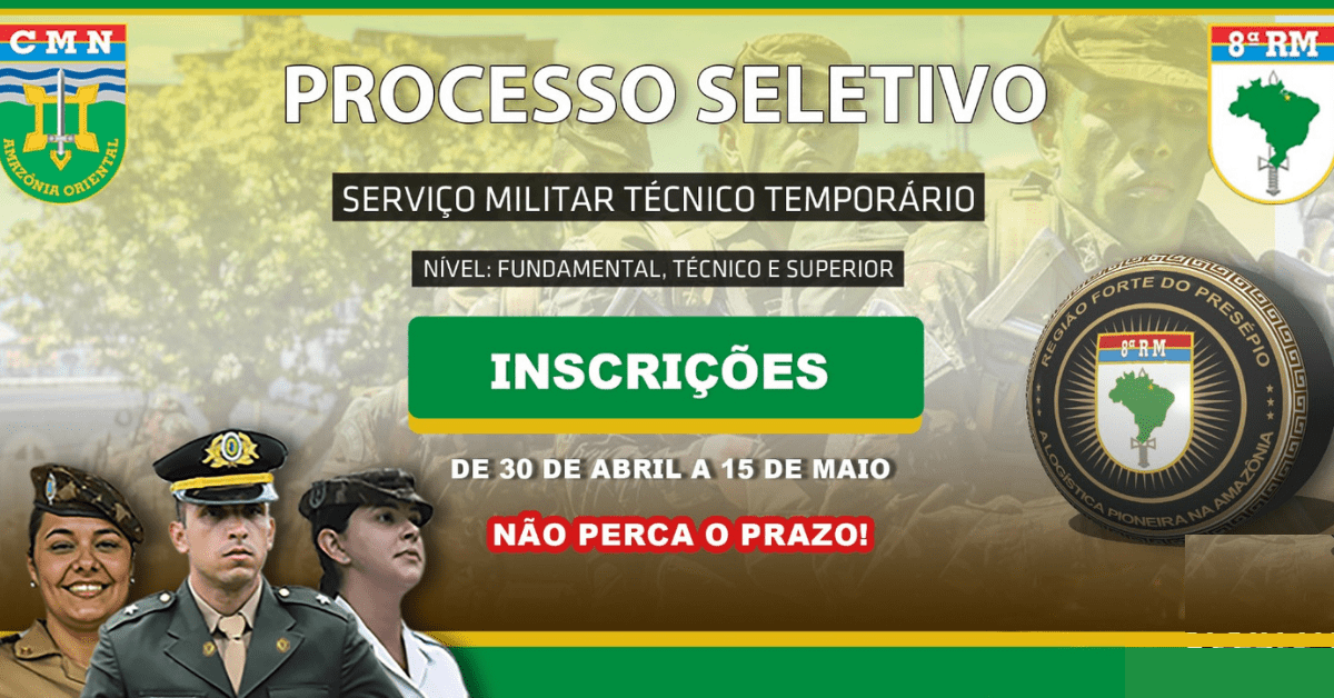 Exército abre inscrições para Oficial, Sargento, Cabo Técnico temporários  da 7ª RM